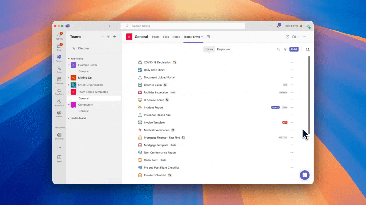 Opening team settings from a channel tab