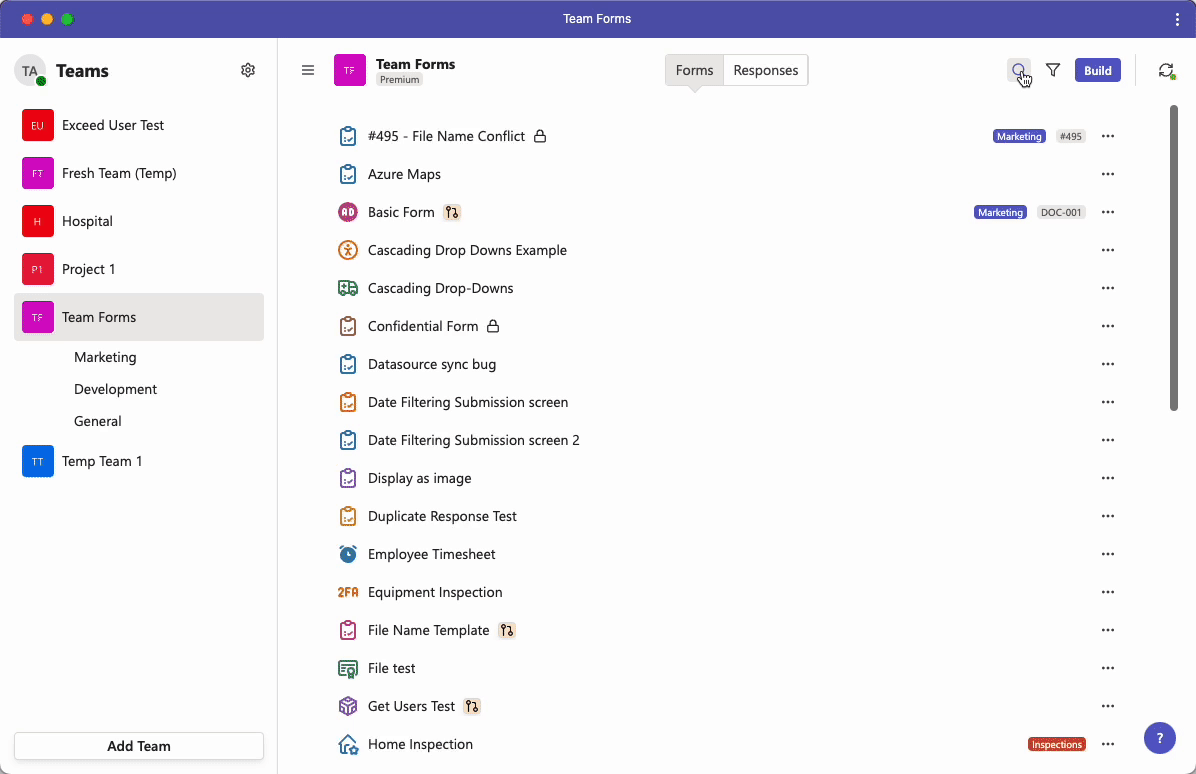 Opening the submissions screen