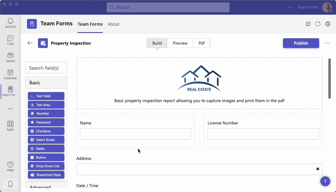 Adding a data source component to a form