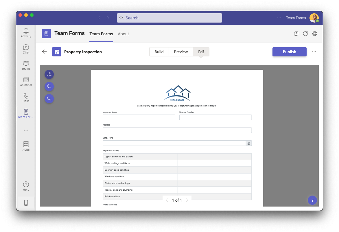 PDF preview in the form builder